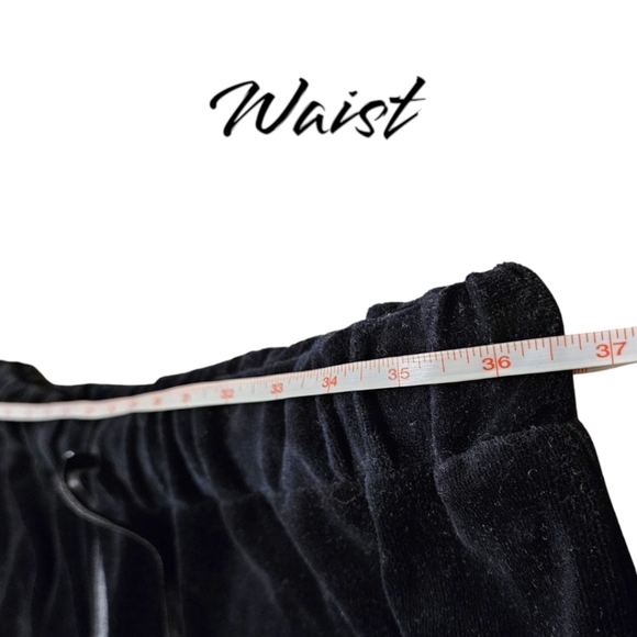 Wm Black Velour Lounge Pants 2XL Drawstring Waist Soft & Stretchy - Picture 5 of 7